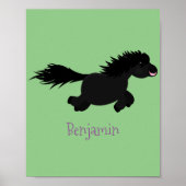Cute run Shetland pony illustration Poster (Voorkant)