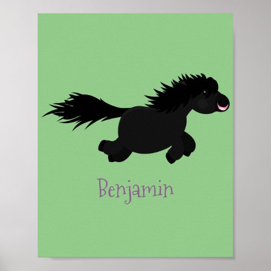 Cute run Shetland pony illustration Poster (Voorkant)