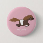 Cute run Shetland pony illustration Ronde Button 5,7 Cm (Voorkant)