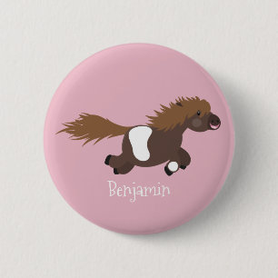 Cute run Shetland pony illustration Ronde Button 5,7 Cm