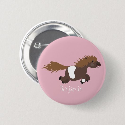 Cute run Shetland pony illustration Ronde Button 5,7 Cm (Voorkant /achterkant)