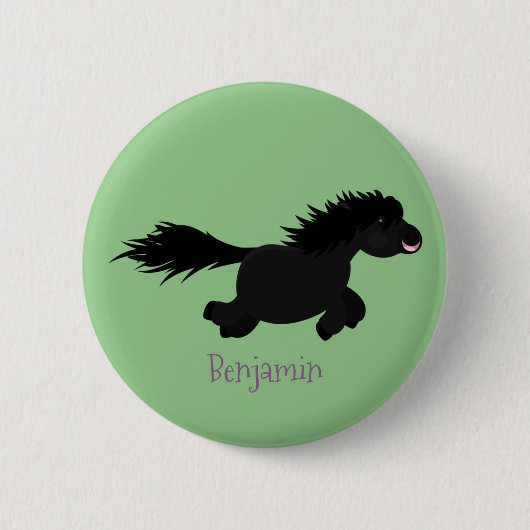 Cute run Shetland pony illustration Ronde Button 5,7 Cm (Voorkant)