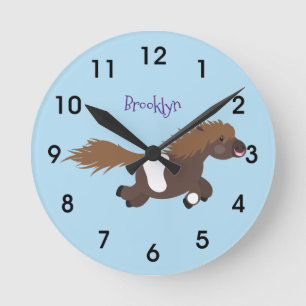 Cute run Shetland pony illustration Ronde Klok