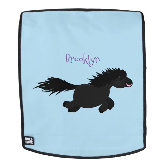 Cute run Shetland pony illustration Rugtassen (Verwijderbaar gezicht)
