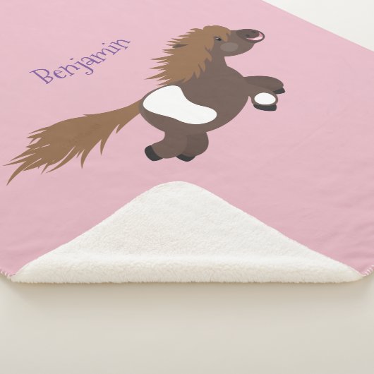 Cute run Shetland pony illustration Sherpa Deken (3/4)