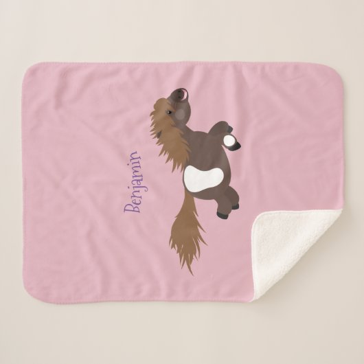 Cute run Shetland pony illustration Sherpa Deken (Voorkant (horizontaal))
