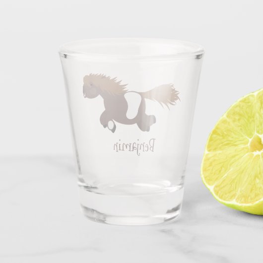 Cute run Shetland pony illustration Shot Glas (Achterkant)