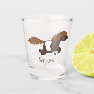 Cute run Shetland pony illustration Shot Glas