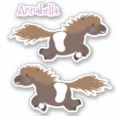 Cute run Shetland pony illustration Sticker (Voorkant)