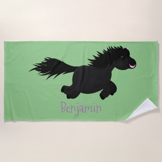 Cute run Shetland pony illustration Strandlaken (Voorkant)