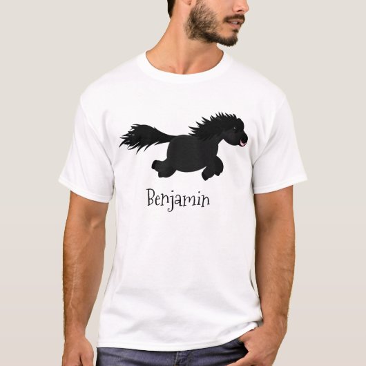 Cute run Shetland pony illustration T-shirt (Voorkant)