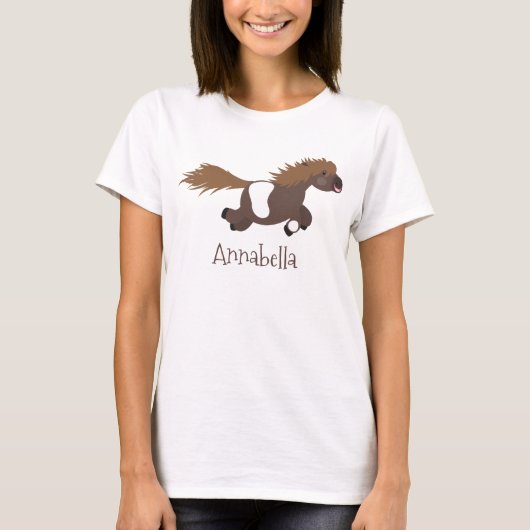 Cute run Shetland pony illustration T-shirt (Voorkant)