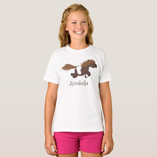 Cute run Shetland pony illustration T-shirt (Voorkant volledig)