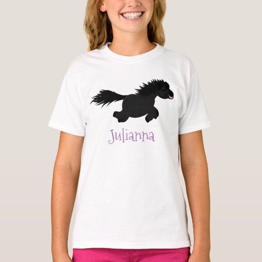 Cute run Shetland pony illustration T-shirt (Voorkant)