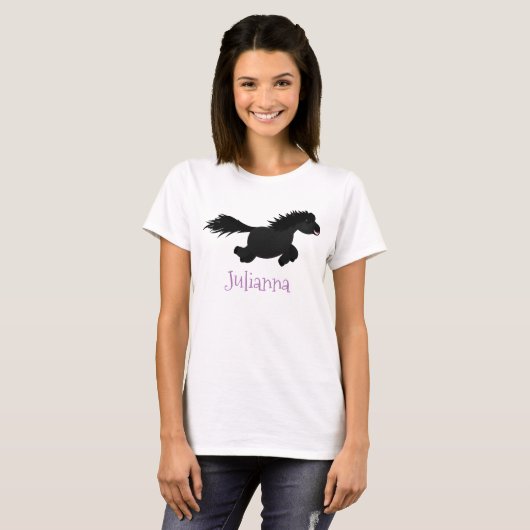 Cute run Shetland pony illustration T-shirt (Voorkant volledig)