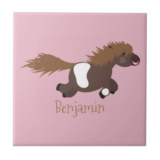 Cute run Shetland pony illustration Tegeltje (Voorkant)