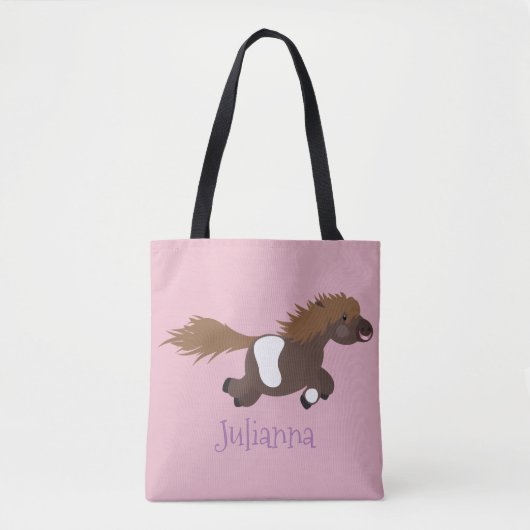 Cute run Shetland pony illustration Tote Bag (Voorkant)