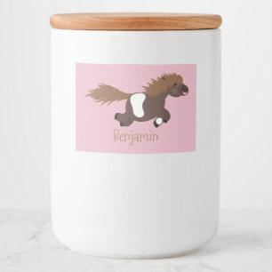 Cute run Shetland pony illustration Voedselcontainer Etiket