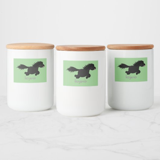 Cute run Shetland pony illustration Voedselcontainer Etiket (Flessen)