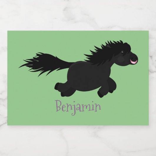 Cute run Shetland pony illustration Voedselcontainer Etiket (Enkel label)