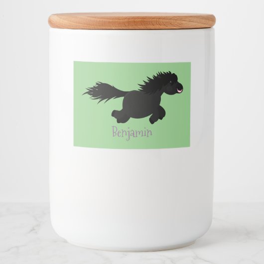 Cute run Shetland pony illustration Voedselcontainer Etiket (Voorkant)