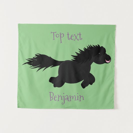 Cute run Shetland pony illustration Wandkleed (Voorkant (horizontaal))