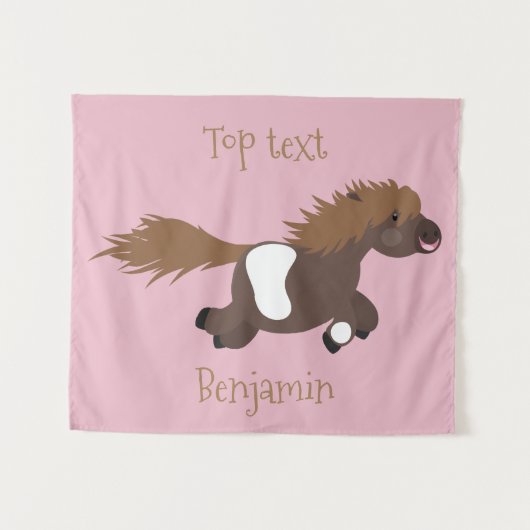 Cute run Shetland pony illustration Wandkleed (Voorkant (horizontaal))
