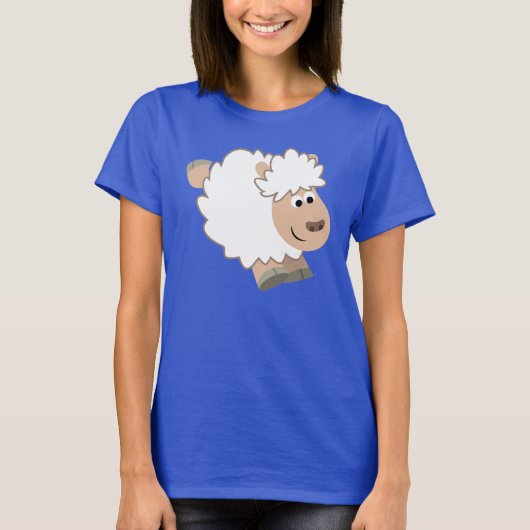Cute Runing Cartoon Sheep Women T-Shirt (Voorkant)