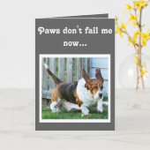 Cute running Basset on Funny "Vaderdag" Card Kaart (Gele Bloem)