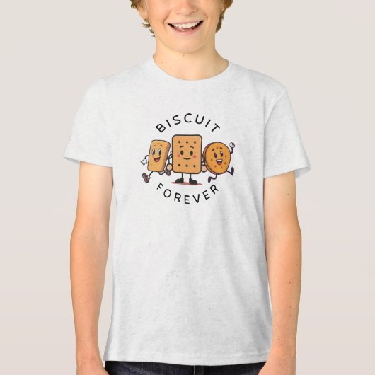 ​Cute Running Biscuits & Crackers Friends Kids' T Tri-Blend Shirt (Voorkant)