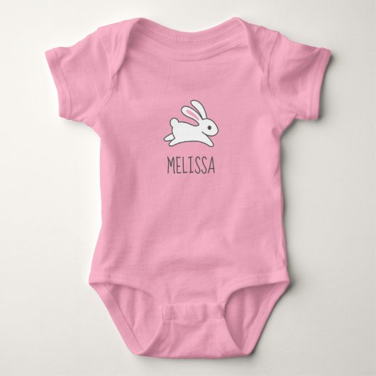 Cute Running Bunny Rabbit Custom Name Romper (Voorkant)