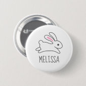 Cute Running Bunny Rabbit Custom Name Ronde Button 5,7 Cm (Voorkant /achterkant)