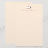 Cute Running Bunny Rabbit Custom Text Beige Briefpapier (Voorkant / Achterkant)