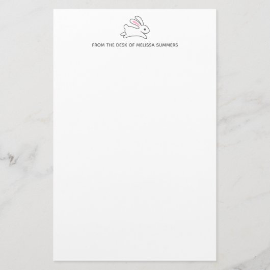 Cute Running Bunny Rabbit Custom Text Briefpapier (Voorkant)