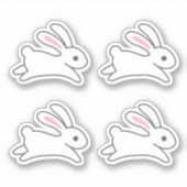 Cute Running Bunny Rabbit Set van 4 Sticker (Voorkant)