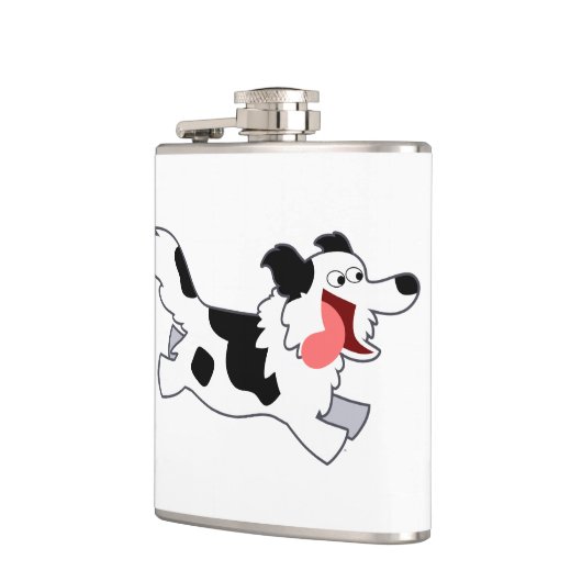 Cute Running Cartoon Border Collie Hip Flask Heupfles (Links)