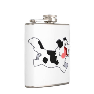Cute Running Cartoon Border Collie Hip Flask Heupfles