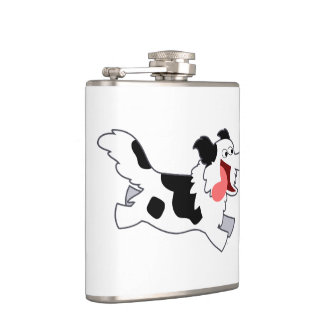 Cute Running Cartoon Border Collie Hip Flask Heupfles