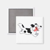Cute Running Cartoon Border Collie Magnet (Voorkant / Achterkant)