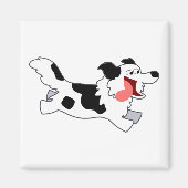 Cute Running Cartoon Border Collie Magnet (Voorkant)