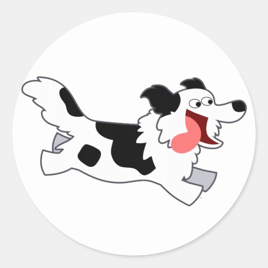 Cute Running Cartoon Border Collie Sticker (Voorkant)