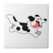 Cute Running Cartoon Border Collie Tegel Tegeltje (Voorkant)