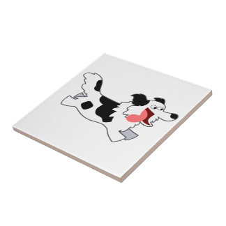 Cute Running Cartoon Border Collie Tegel Tegeltje