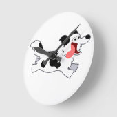 Cute Running Cartoon Border Collie Wall Clock Ronde Klok (Hoek)