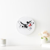 Cute Running Cartoon Border Collie Wall Clock Ronde Klok (Huis)