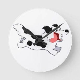 Cute Running Cartoon Border Collie Wall Clock Ronde Klok
