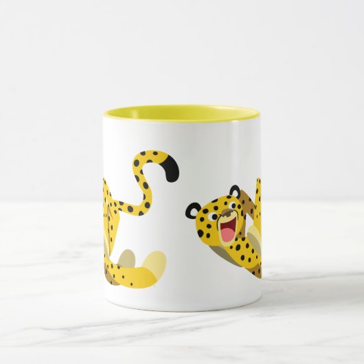 Cute Running Cartoon Cheetah Mok (Midden)