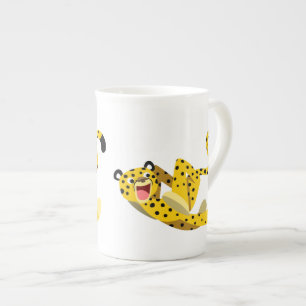 Cute Running Cartoon Cheetah Porselein Kop
