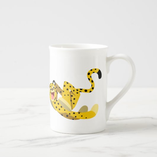 Cute Running Cartoon Cheetah Porselein Kop (Rechts)