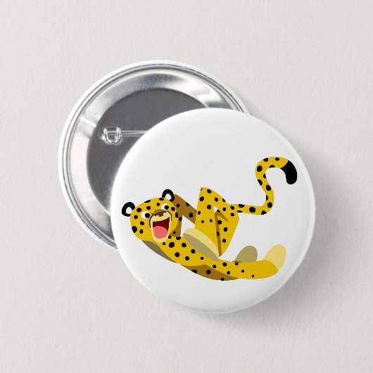 Cute Running Cartoon Cheetah Ronde Button 5,7 Cm (Voorkant /achterkant)